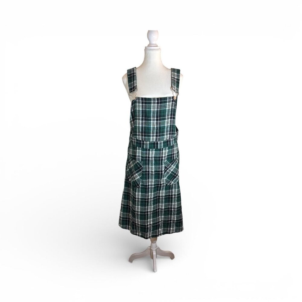 Green Plaid Flannel Jumper Dress 12 Preppy Academia Skater 90s Y2K Gossip Girl - Picture 2 of 10